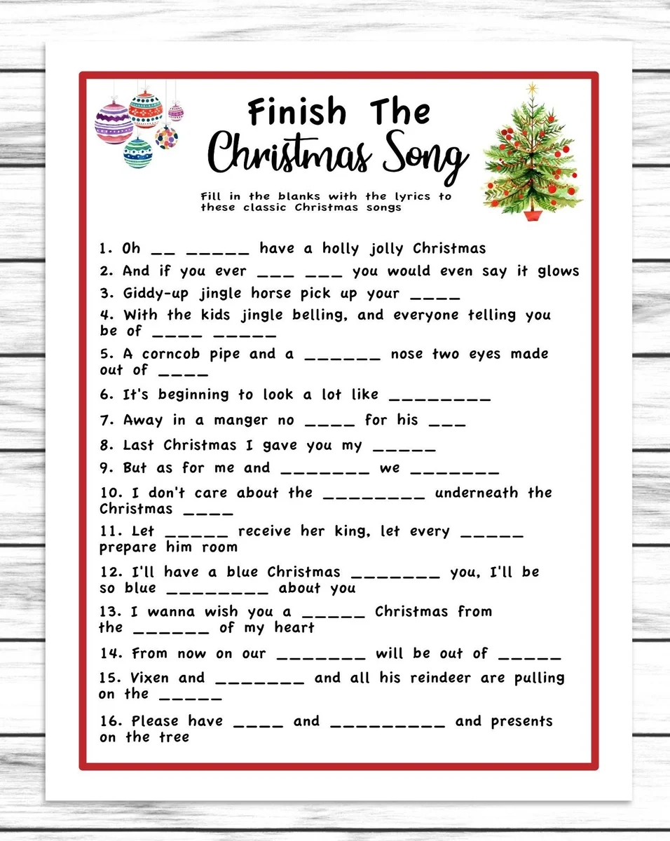 Finish The Song Christmas Game Xmas 75535 Finish The Song Christmas Game Xmas 75535