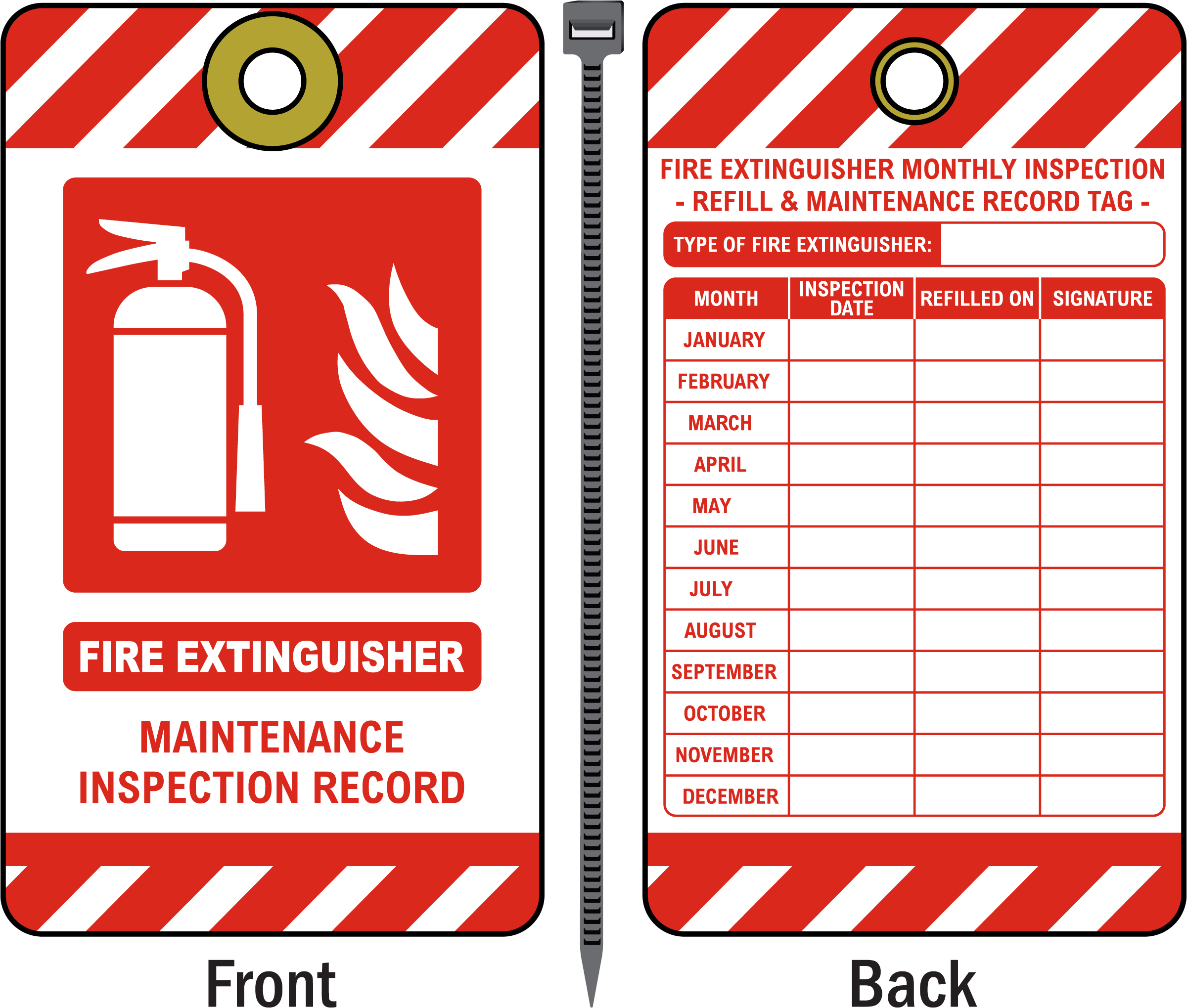 Fire Extinguisher Monthly Maintenance Inspection Tag