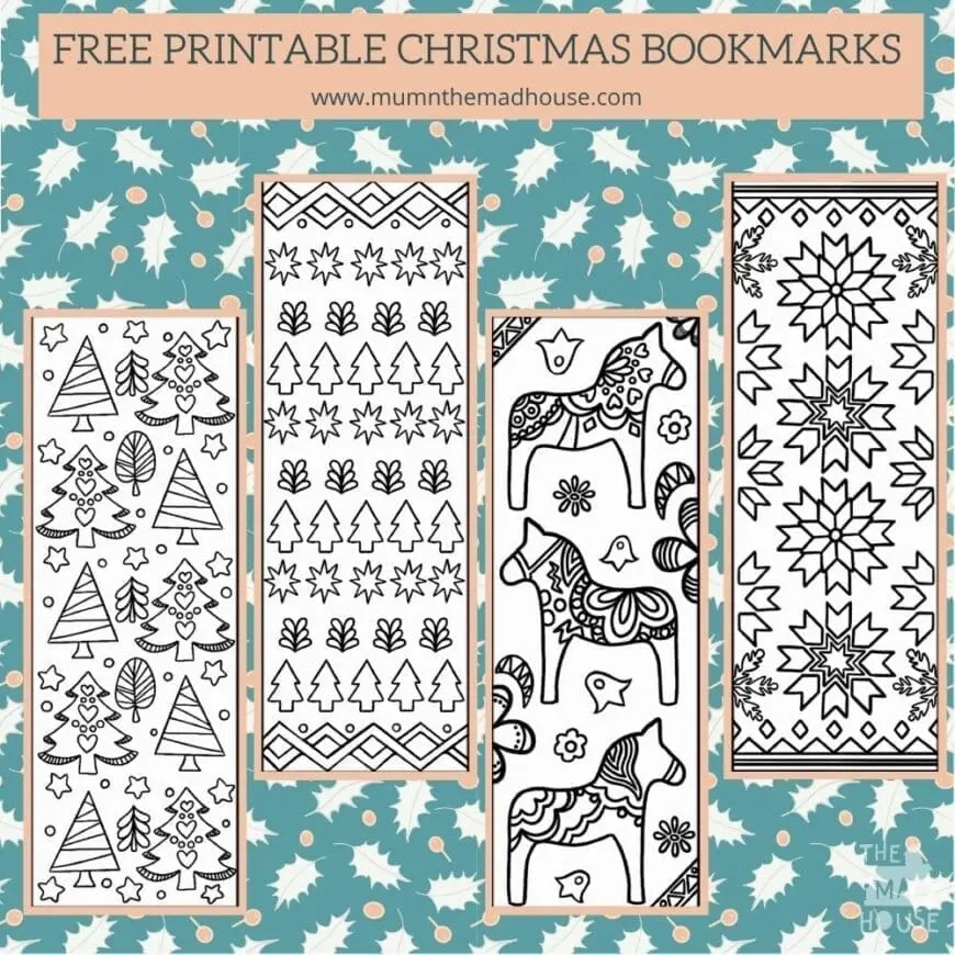 Free Christmas Bookmarks To Colour