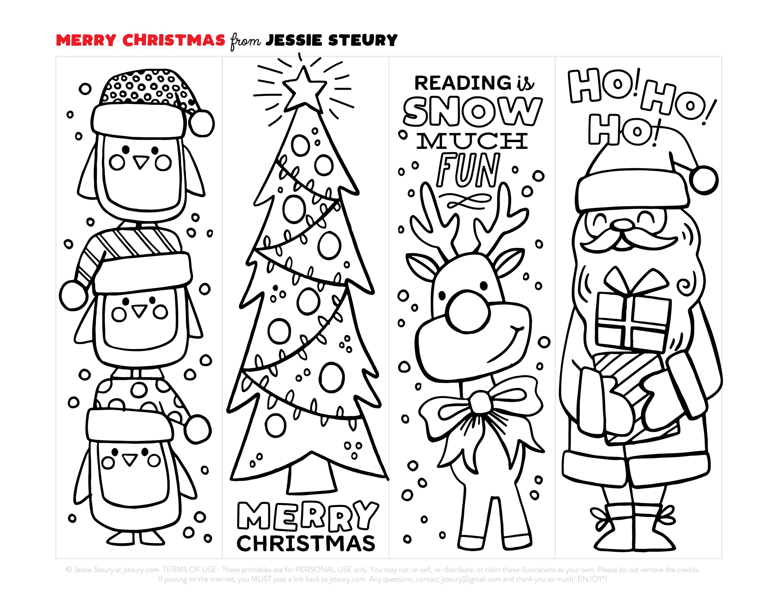 Free Christmas Coloring Bookmarks