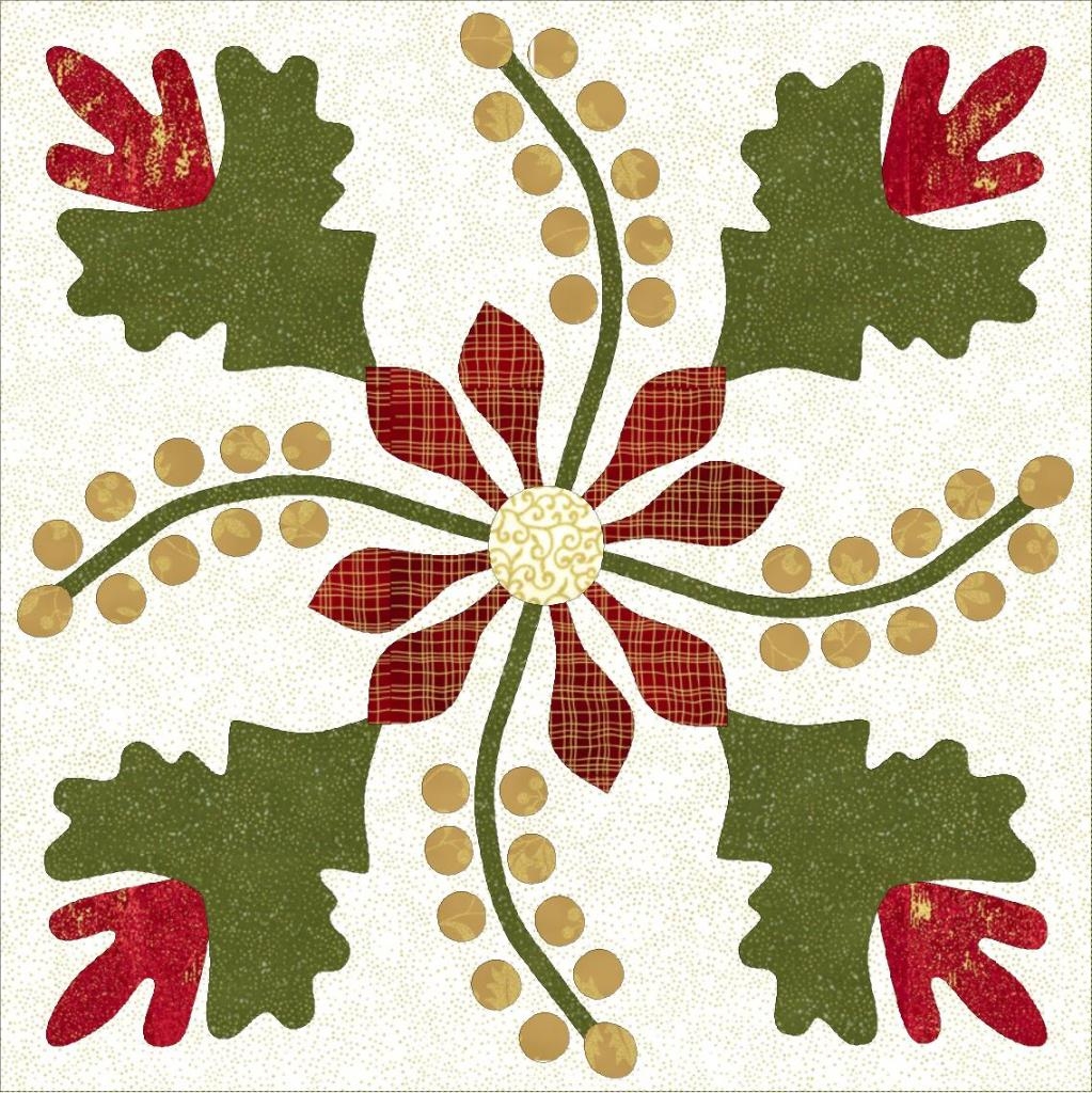 Free Christmas Quilt Pattern With Poinsettias And Applique Free Christmas Quilt Pattern With Poinsettias And Applique