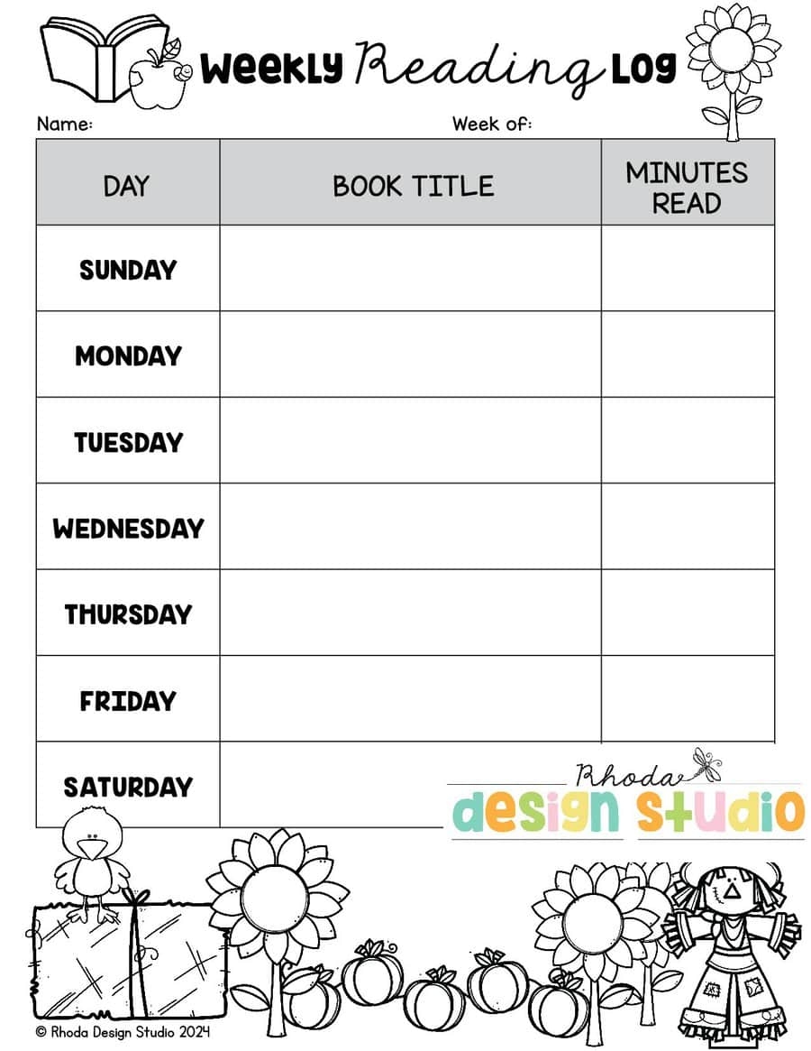 Free Fall Reading Log Autumn Printable Free Fall Reading Log Autumn Printable