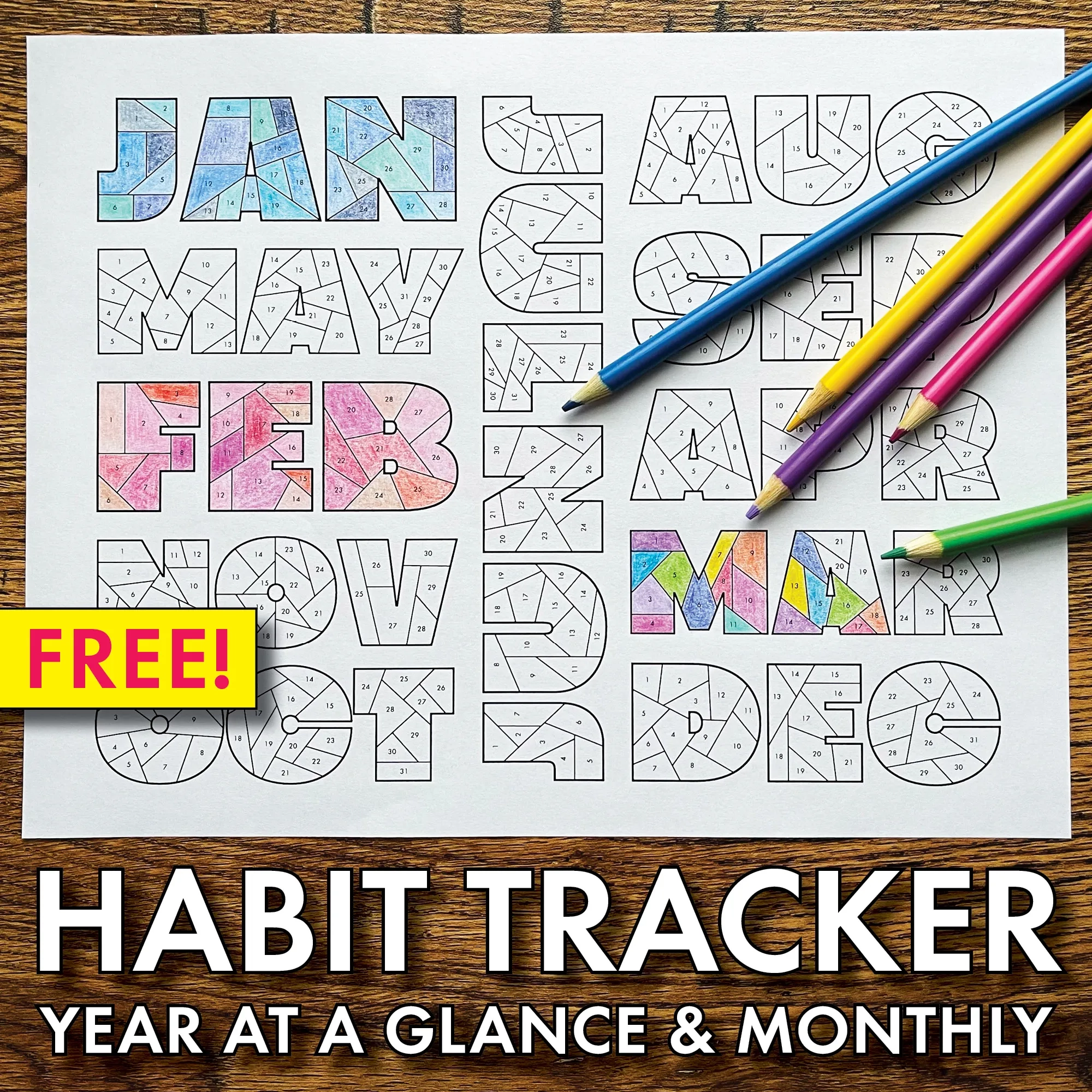 Free Habit Tracker Goal Setting Printable New Years Resolution Growth Mindset