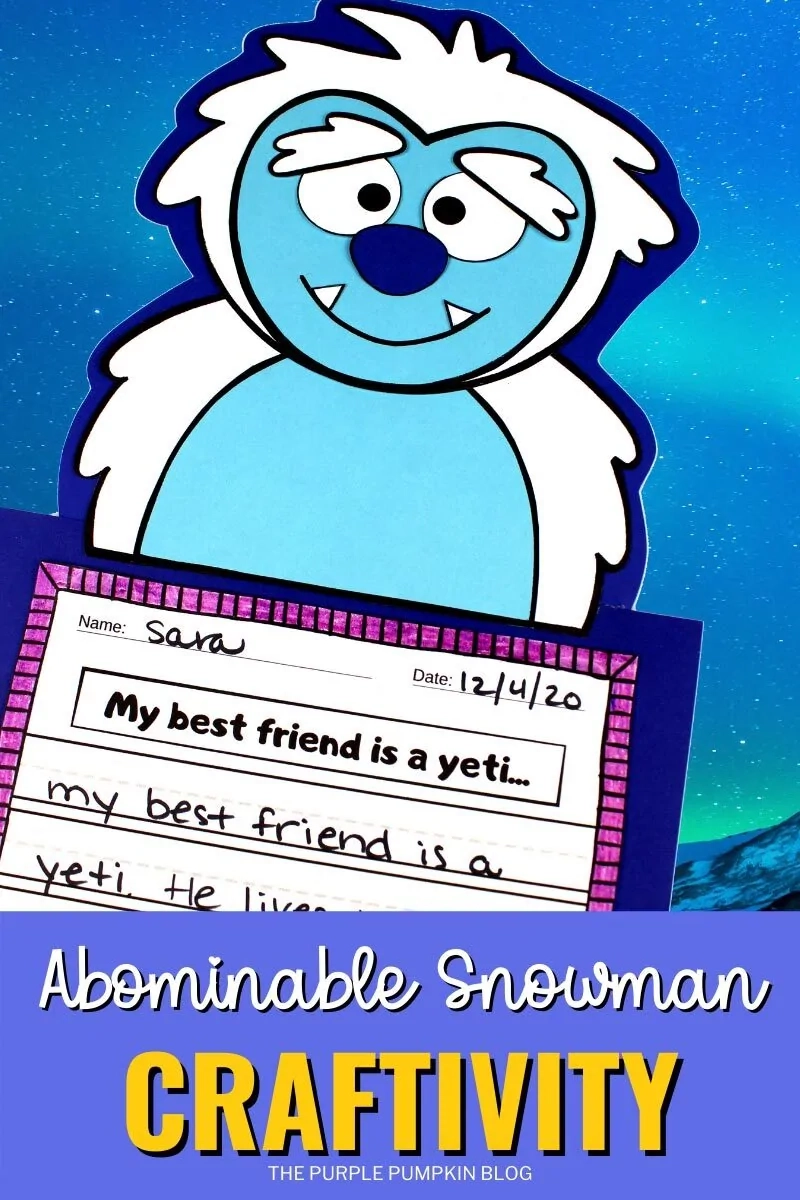 Free Printable Abominable Snowman Yeti Craftivity