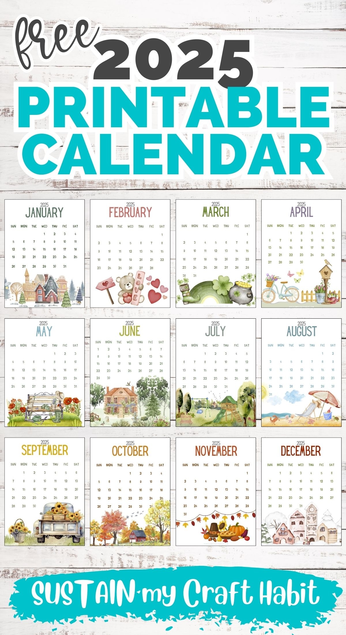free printable calendar 2025 waterproof