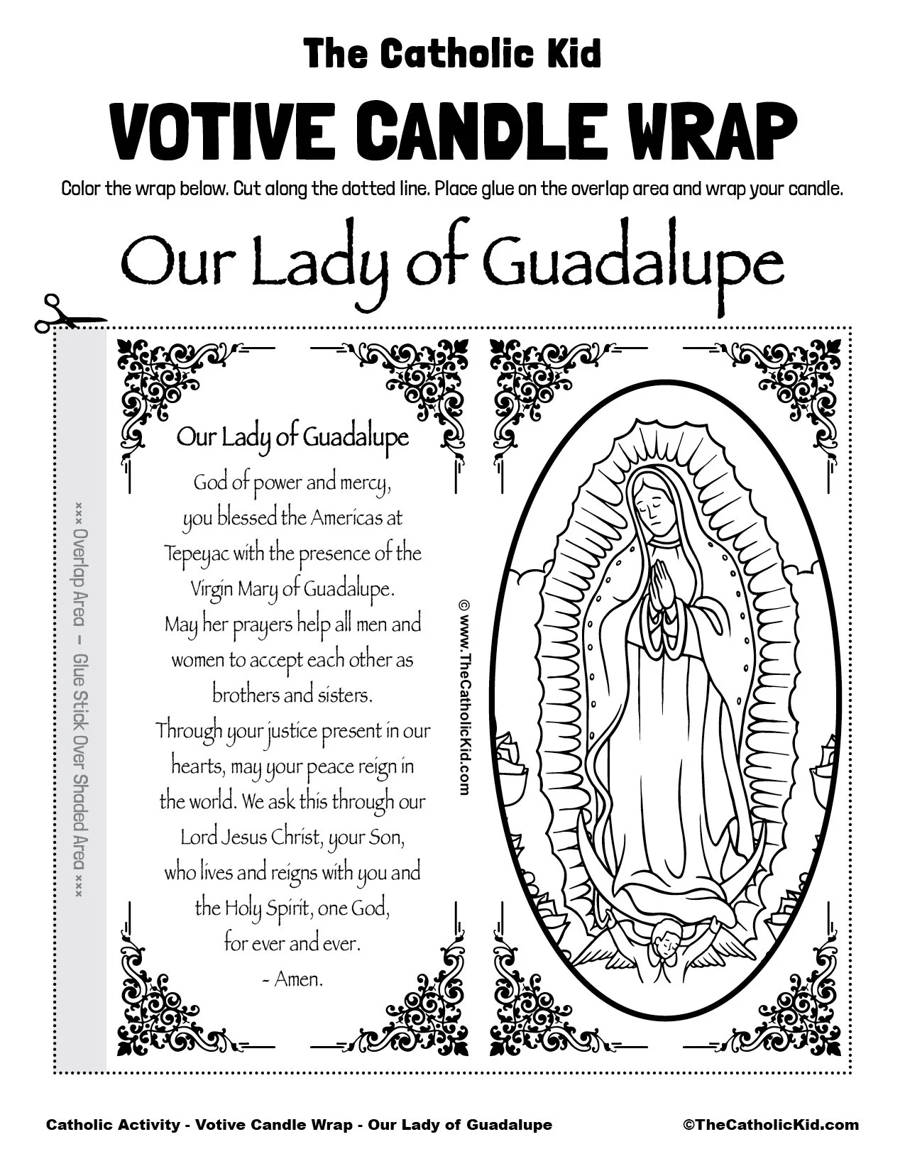 Free Printable Catholic Votive Candle Wrap Coloring Page Our Lady Of Guadalupe Cnt A1 Free Printable Catholic Votive Candle Wrap Coloring Page Our Lady Of Guadalupe Cnt A1