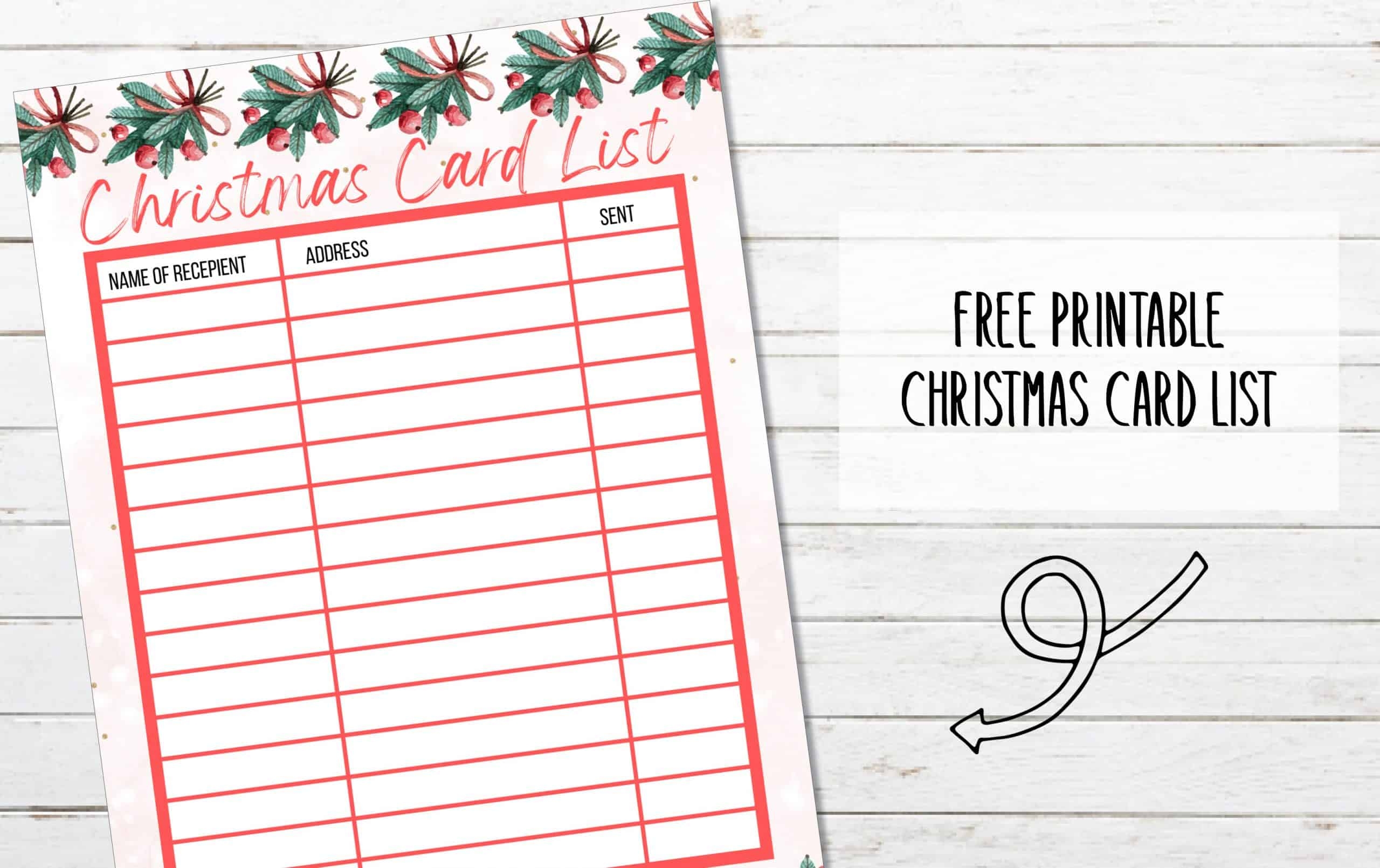 Free Printable Christmas Card List Free Printable Christmas Card List