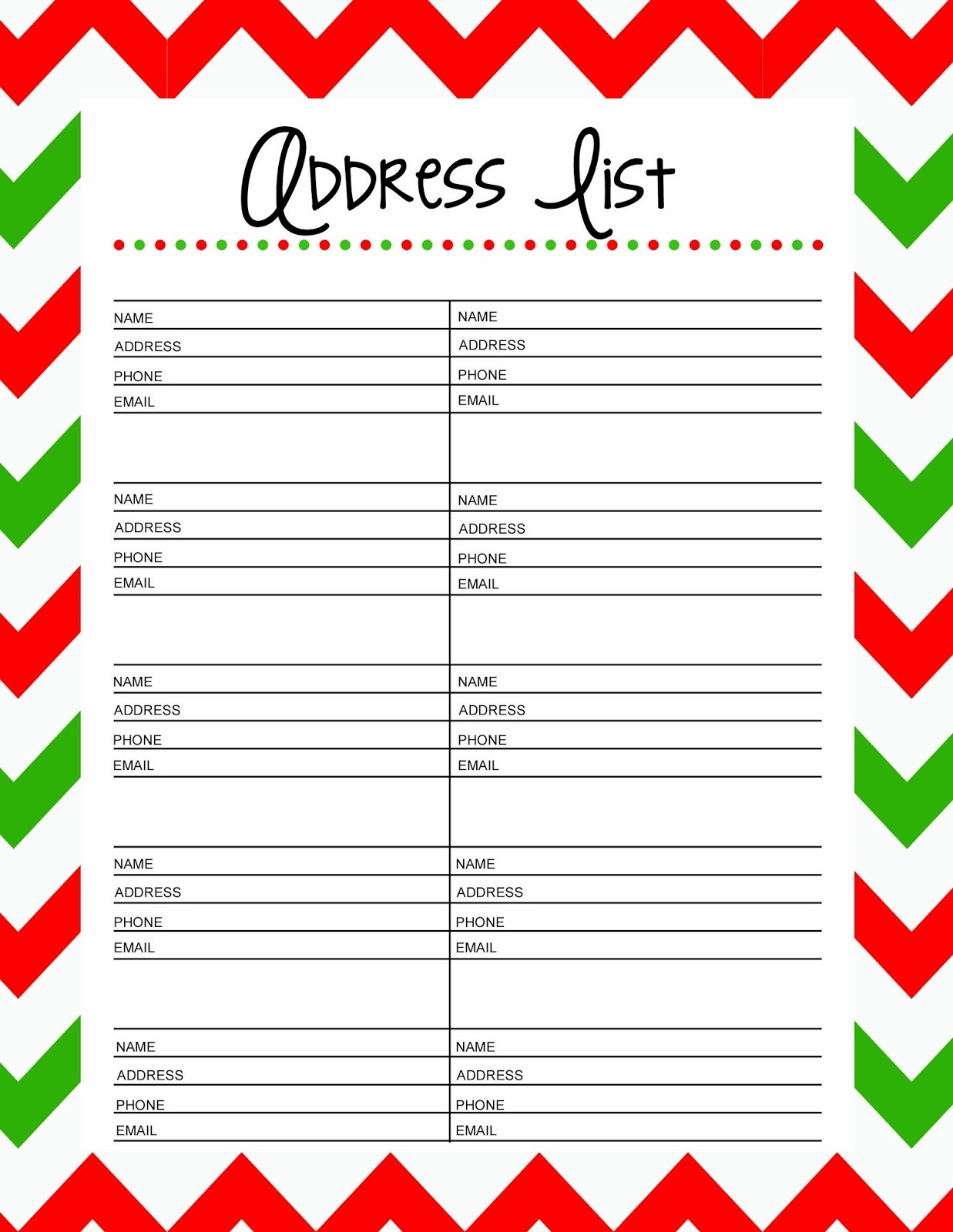 free printable christmas card list free printable christmas card list