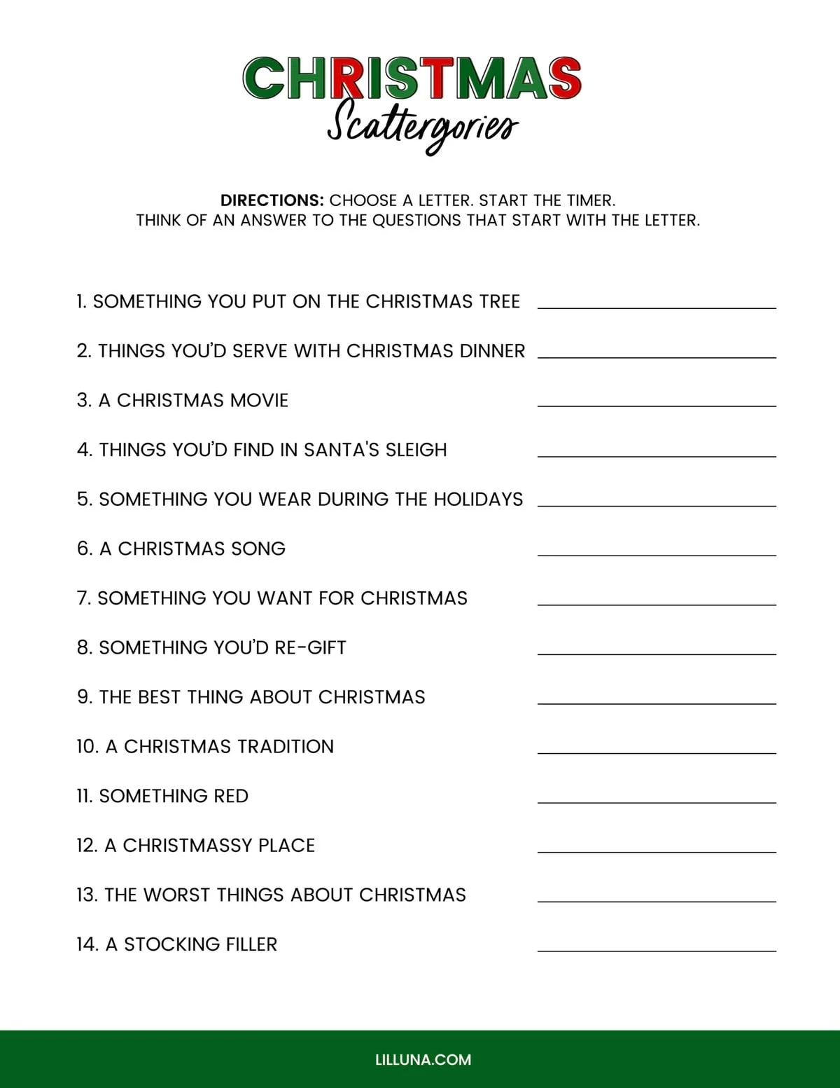 Free Printable Christmas Games