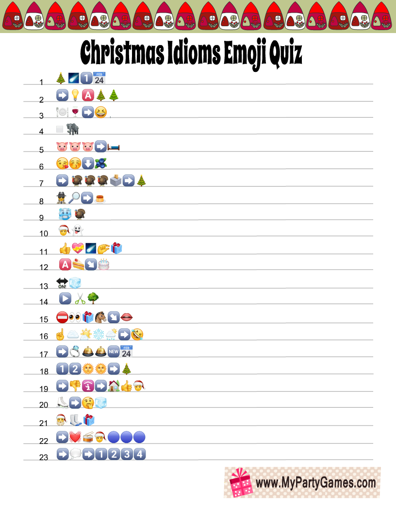 Free Printable Christmas Idioms Emoji Quiz With Answer Key Free Printable Christmas Idioms Emoji Quiz With Answer Key