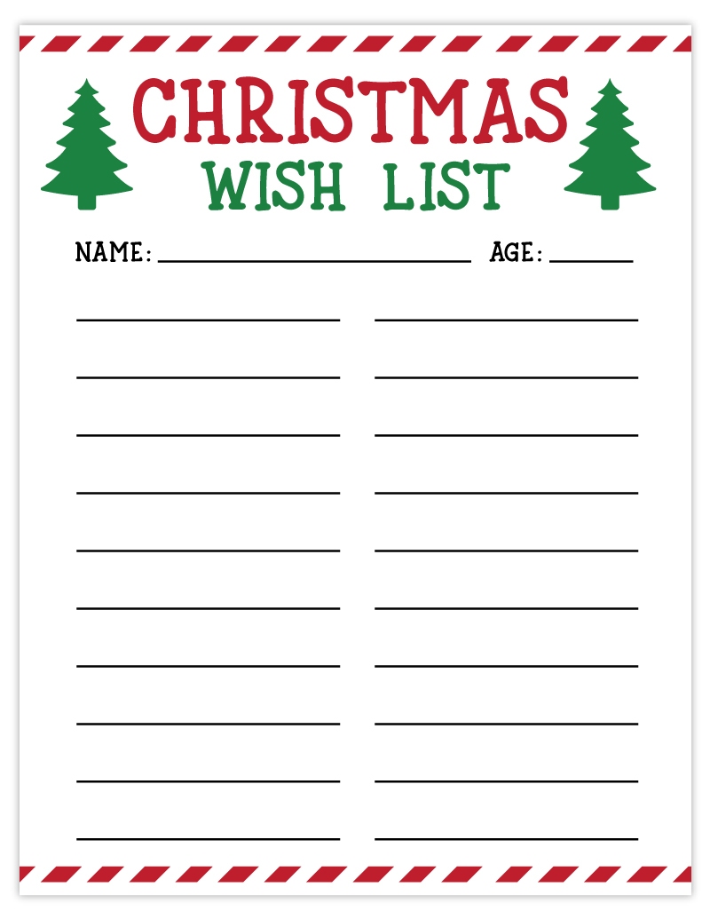 Free Printable Christmas List Wish List For Kids