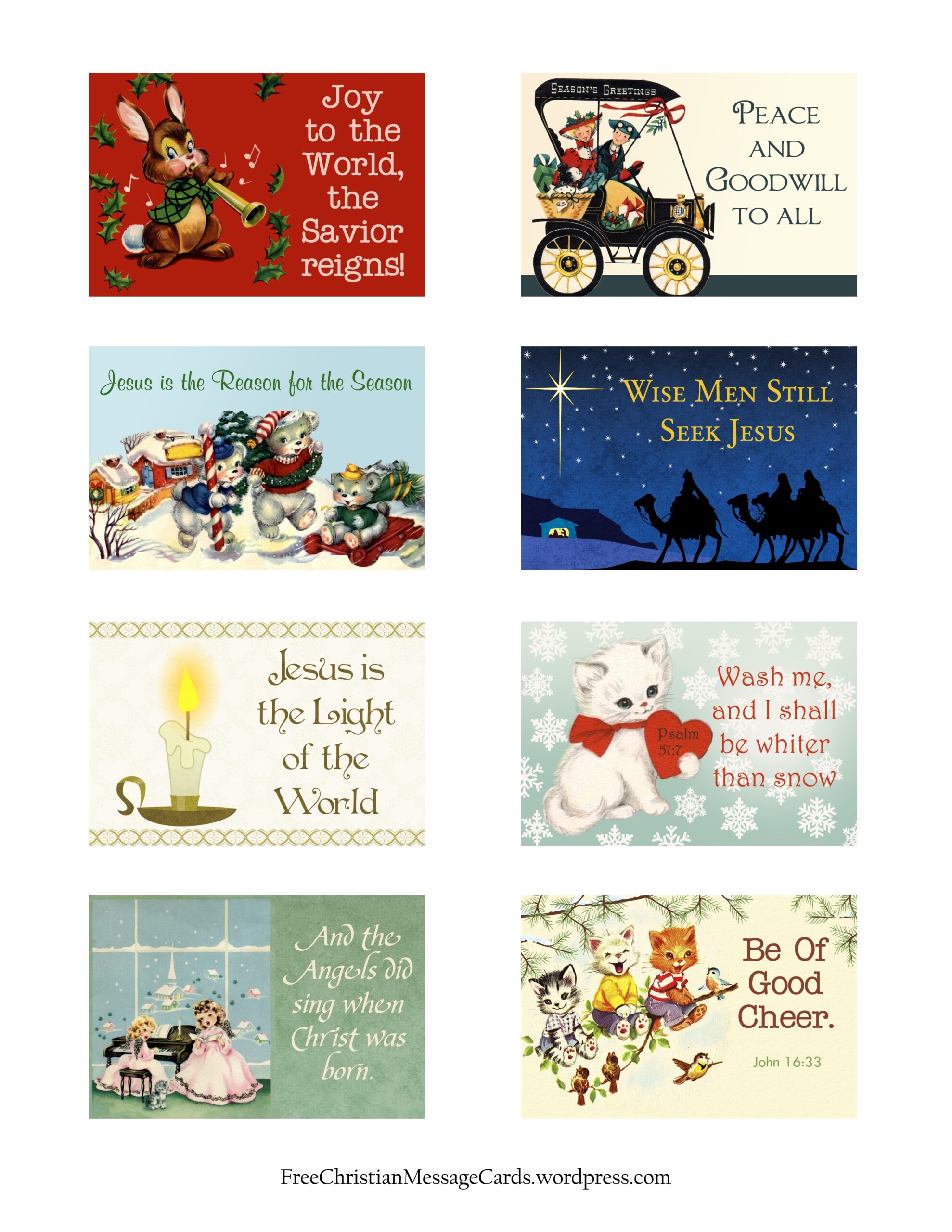 Free Printable Christmas Message Cards Variety Sheet
