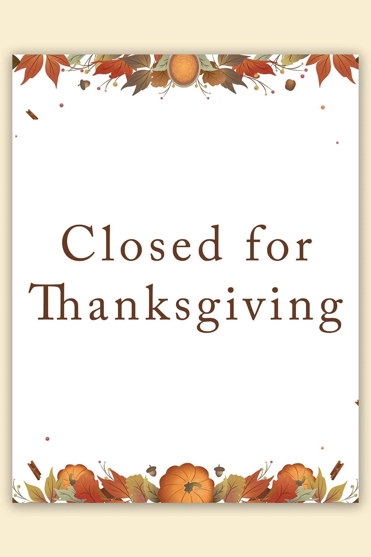 Free Printable Closed For Thanksgiving Sign Example 9