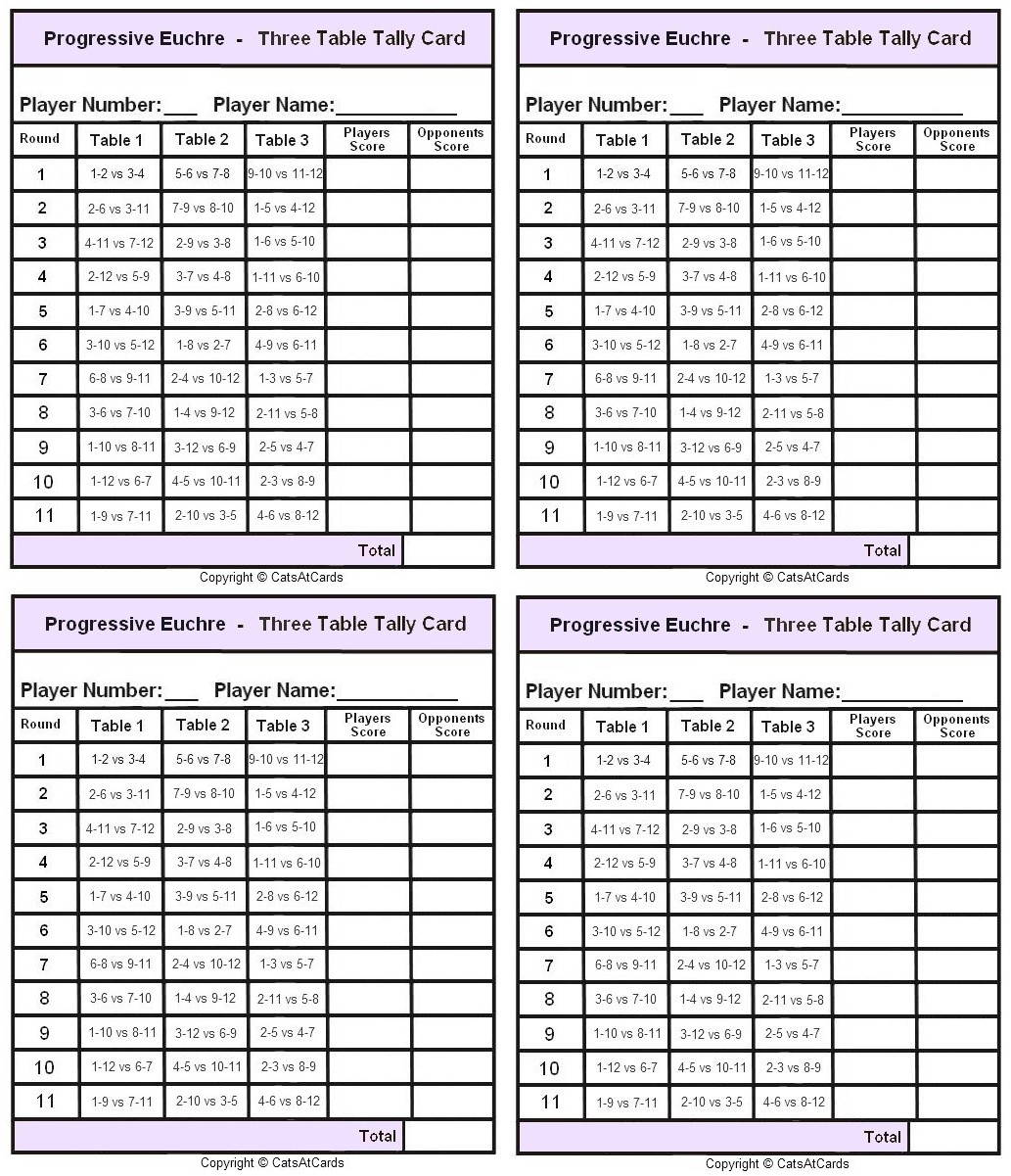 Free Printable Euchre Score Cards Pdf Free Download
