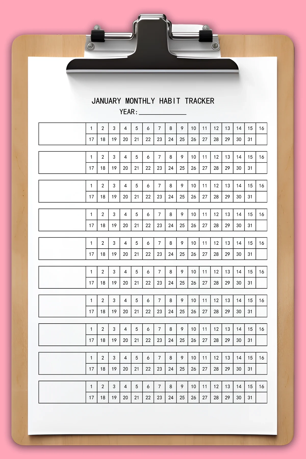 Free Printable Habit Tracker 30 31 Day