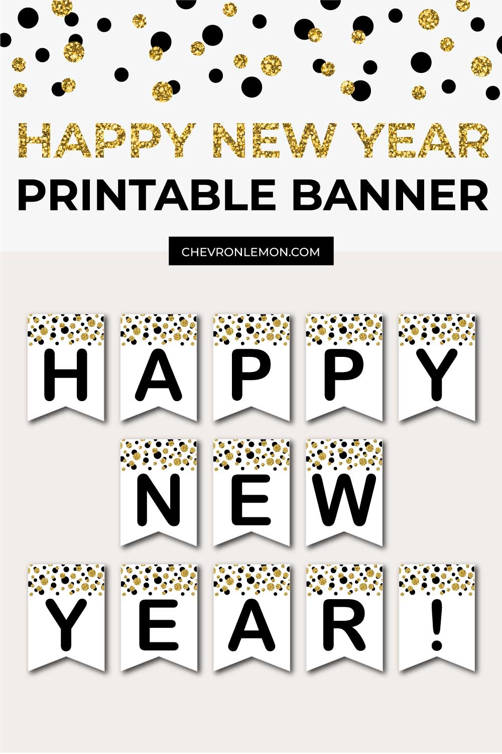 Free Printable Happy New Year Banner Black And Golden Confetti Free Printable Happy New Year Banner Black And Golden Confetti