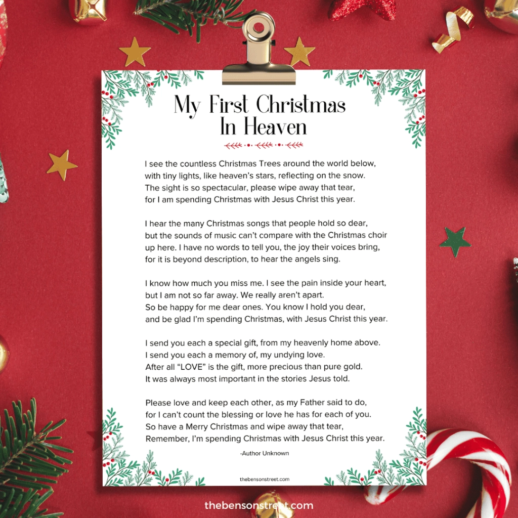 Free Printable My First Christmas In Heaven Poem Free Printable My First Christmas In Heaven Poem