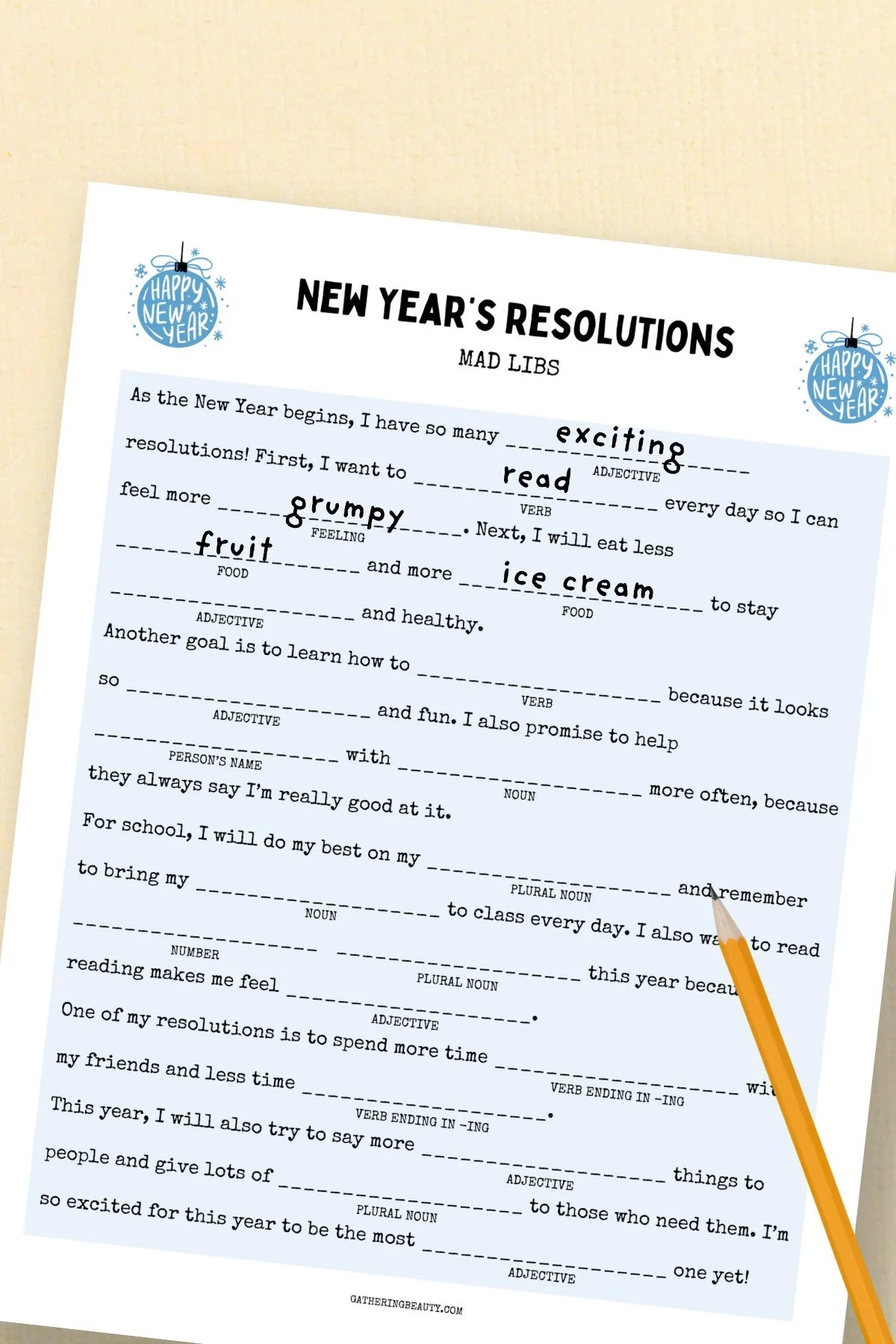 Free Printable New Years Eve Mad Libs