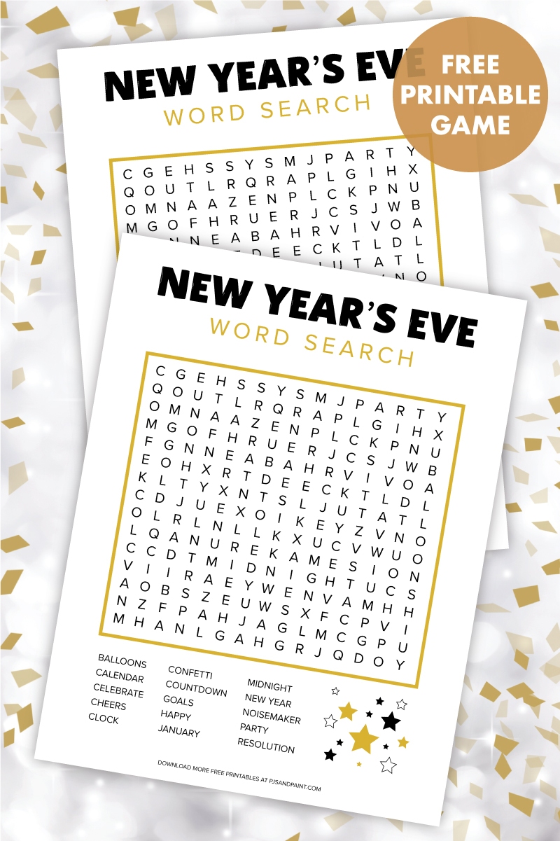 Free Printable New Years Eve Word Search