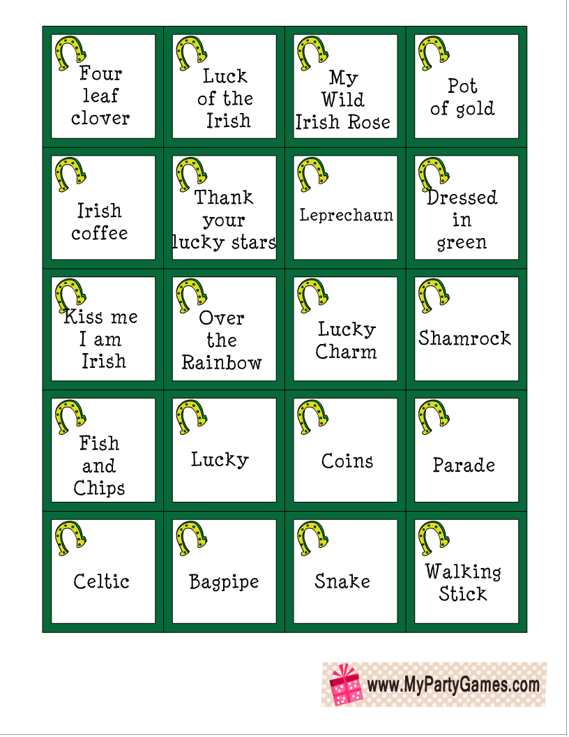 Free Printable St Patricks Day Pictionary Words Free Printable St Patricks Day Pictionary Words