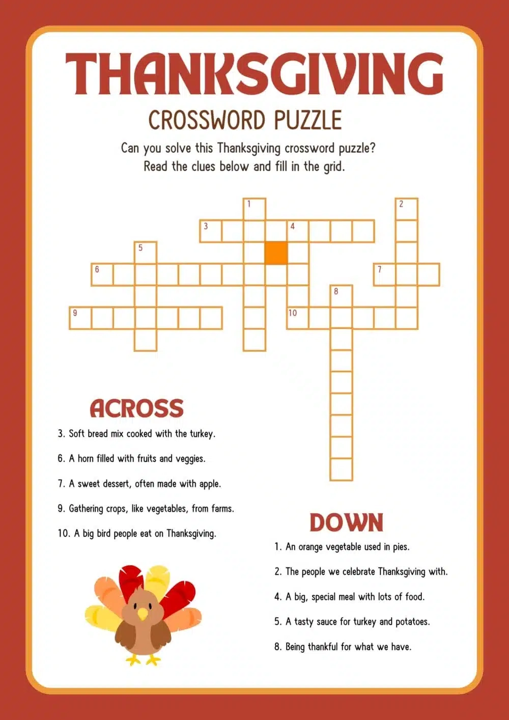 free printable thanksgiving crossword puzzles