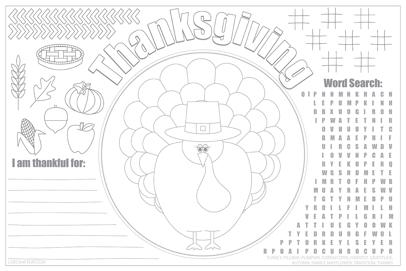 Free Printable Thanksgiving Placemats For Kids Free Printable Thanksgiving Placemats For Kids