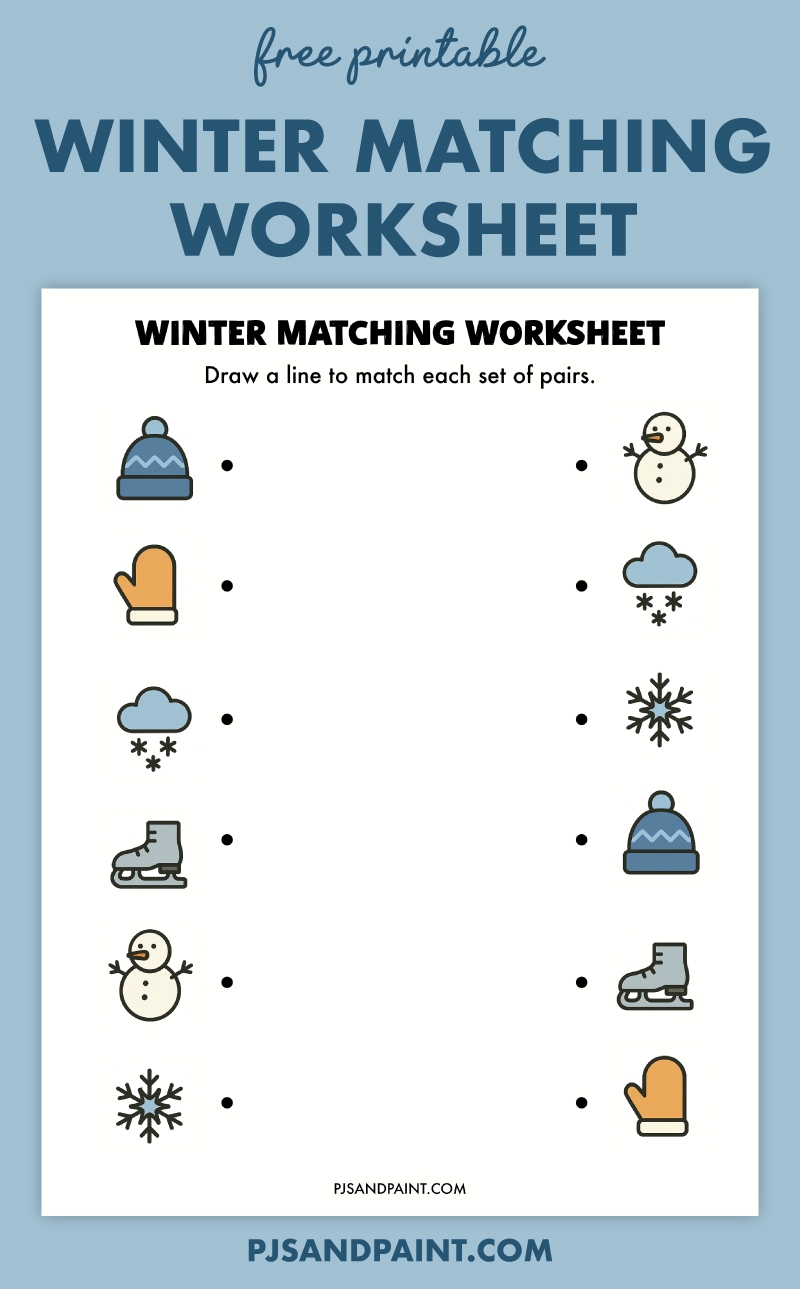 Free Printable Winter Matching Worksheet Free Printable Winter Matching Worksheet