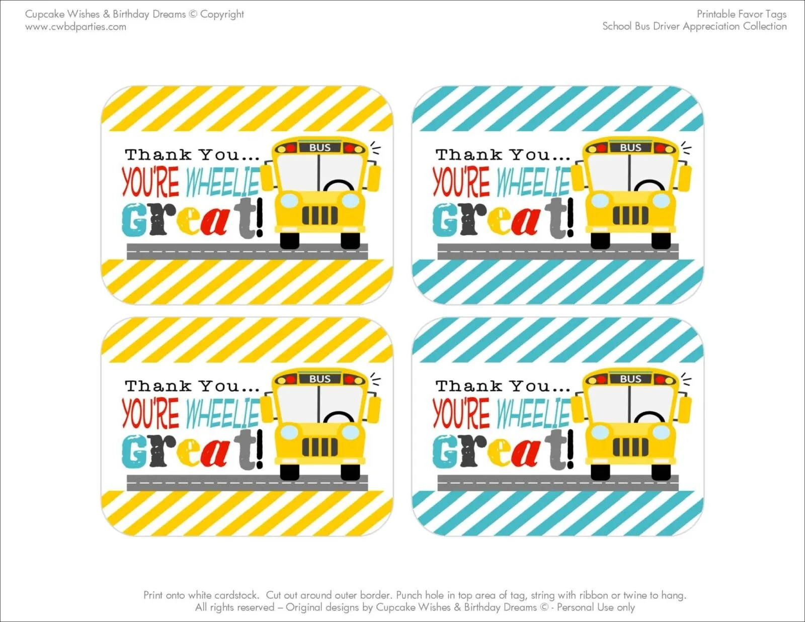 Free Printables School Bus Driver Appreciation