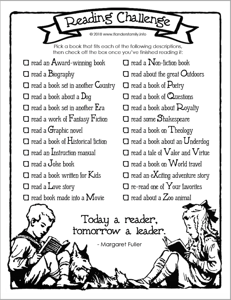 Free Reading Challenge Printable