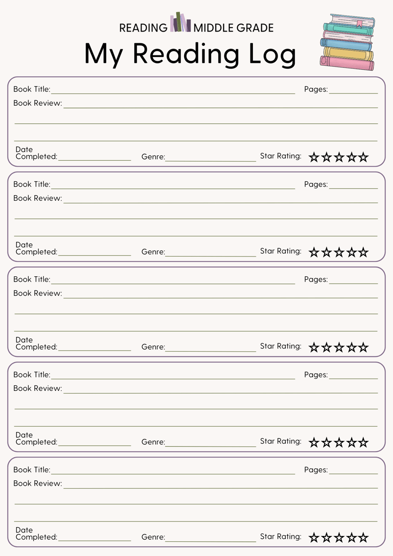 Free Reading Log For Grades 3 8