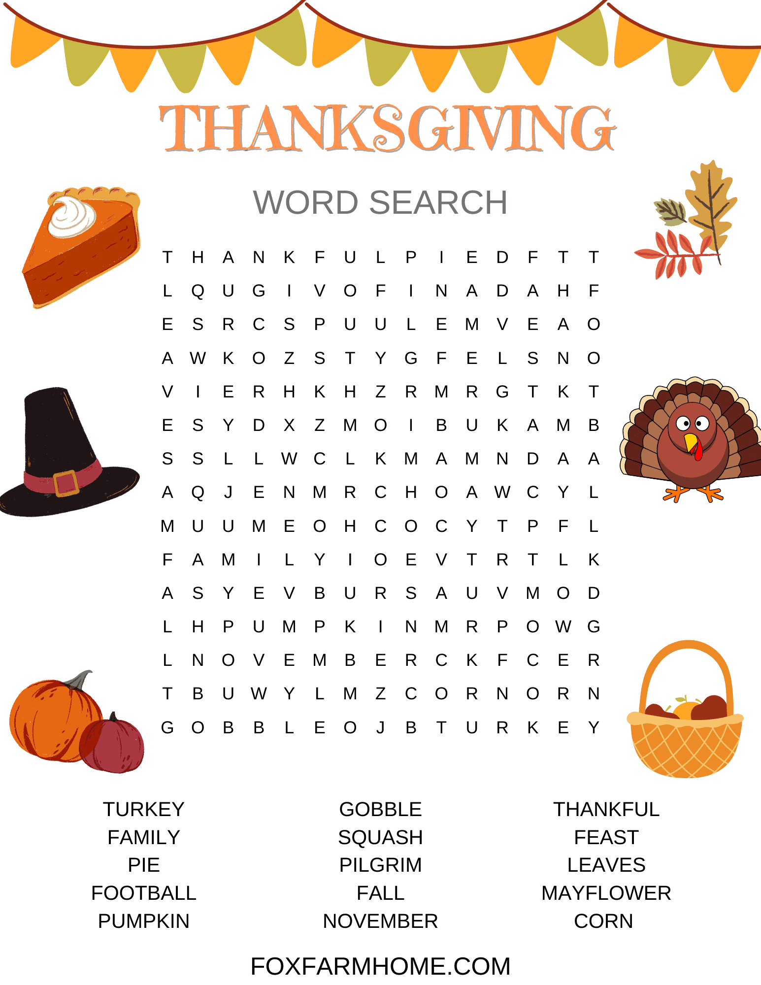 free printable thanksgiving word searches