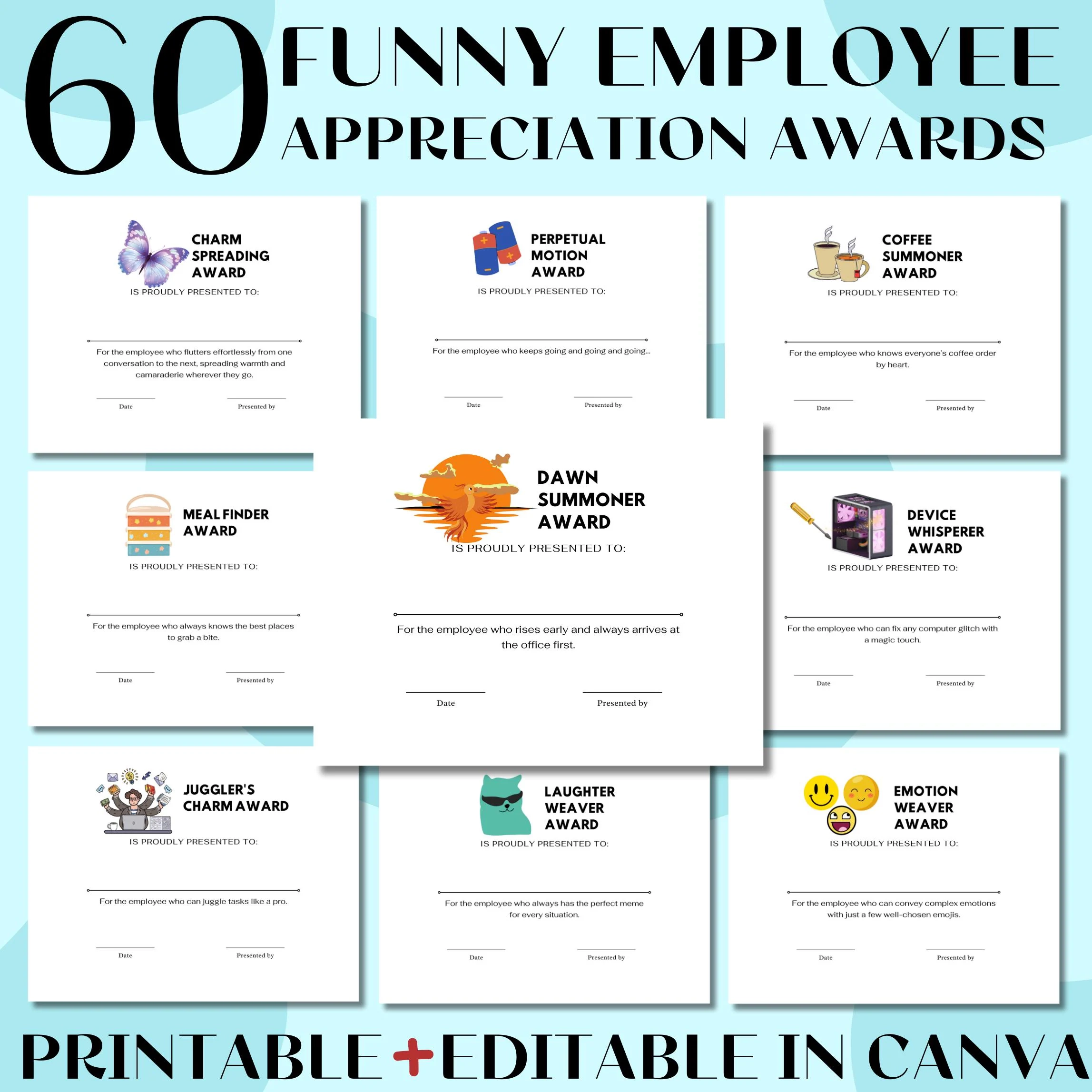 funny awards for employees free printables