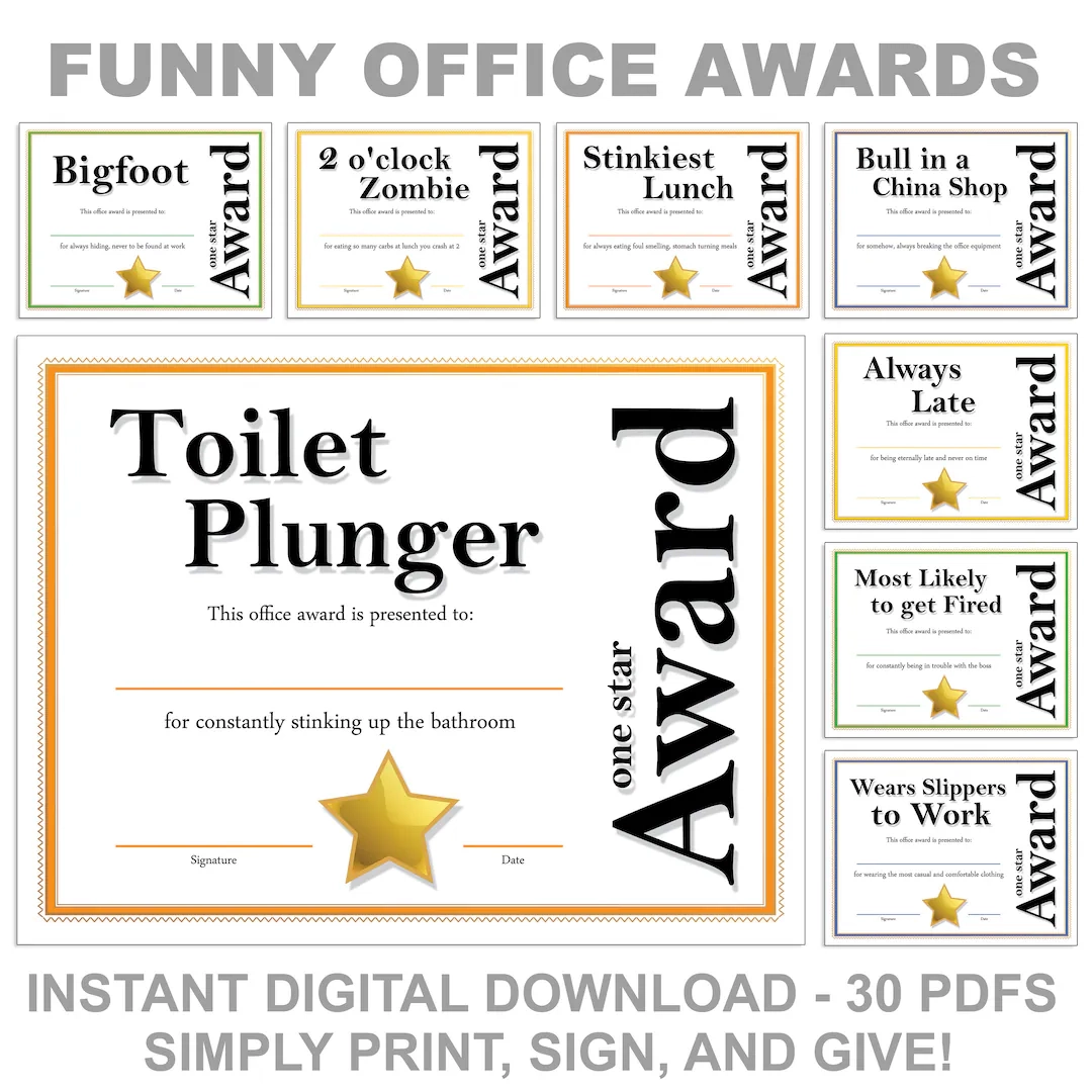 Funny Office Awards 30 Printable