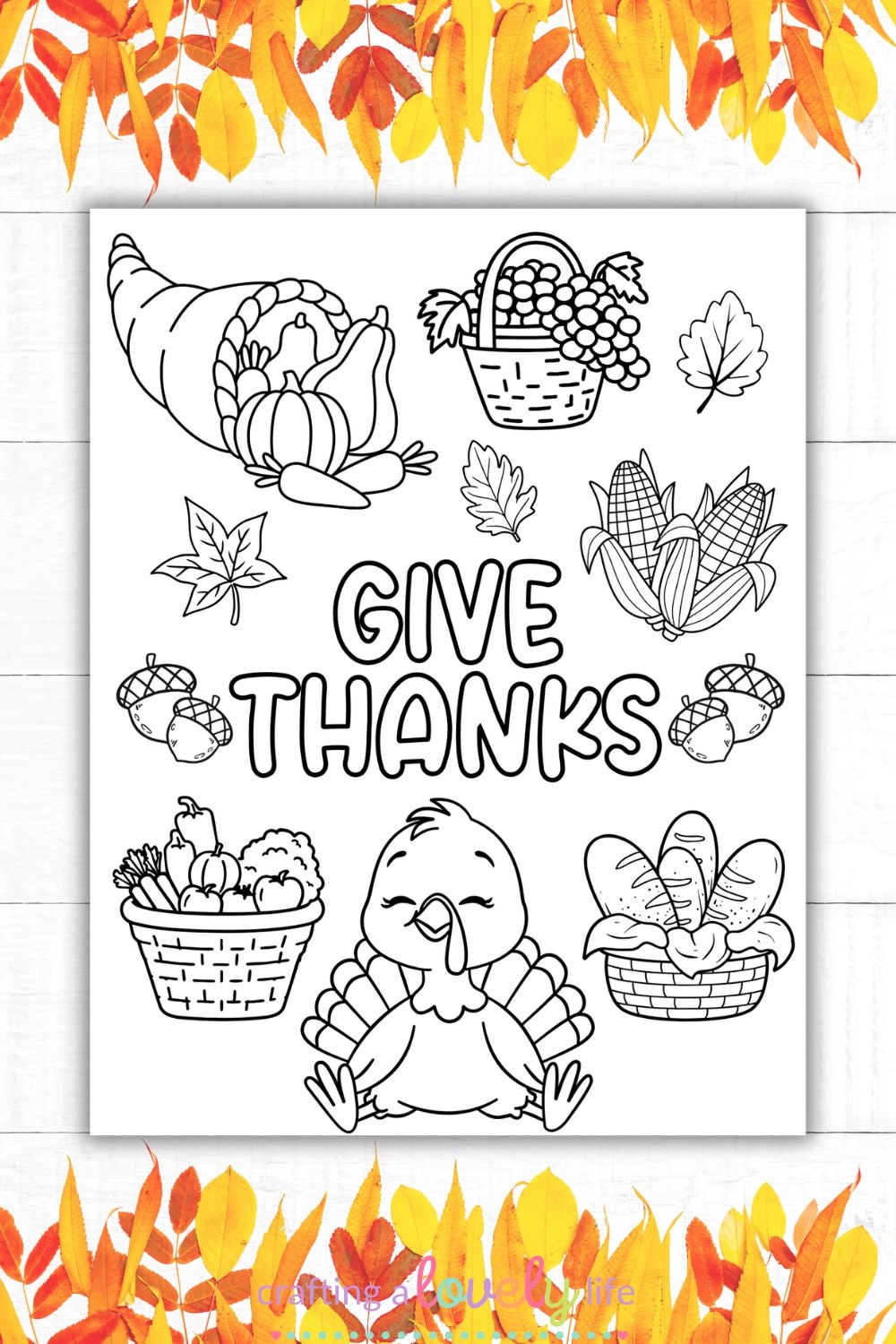 Give Thanks Thanksgiving Coloring Page