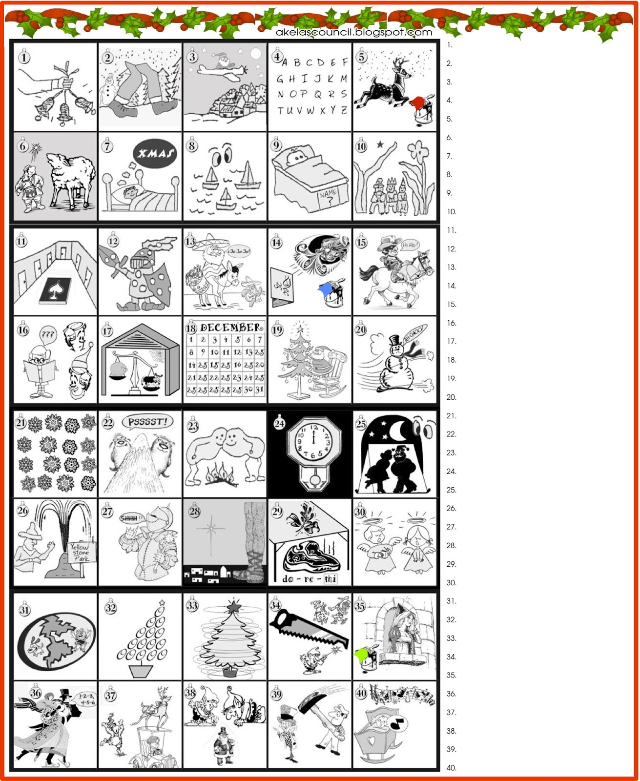 Guess Christmas Songs Carols Puzzle For