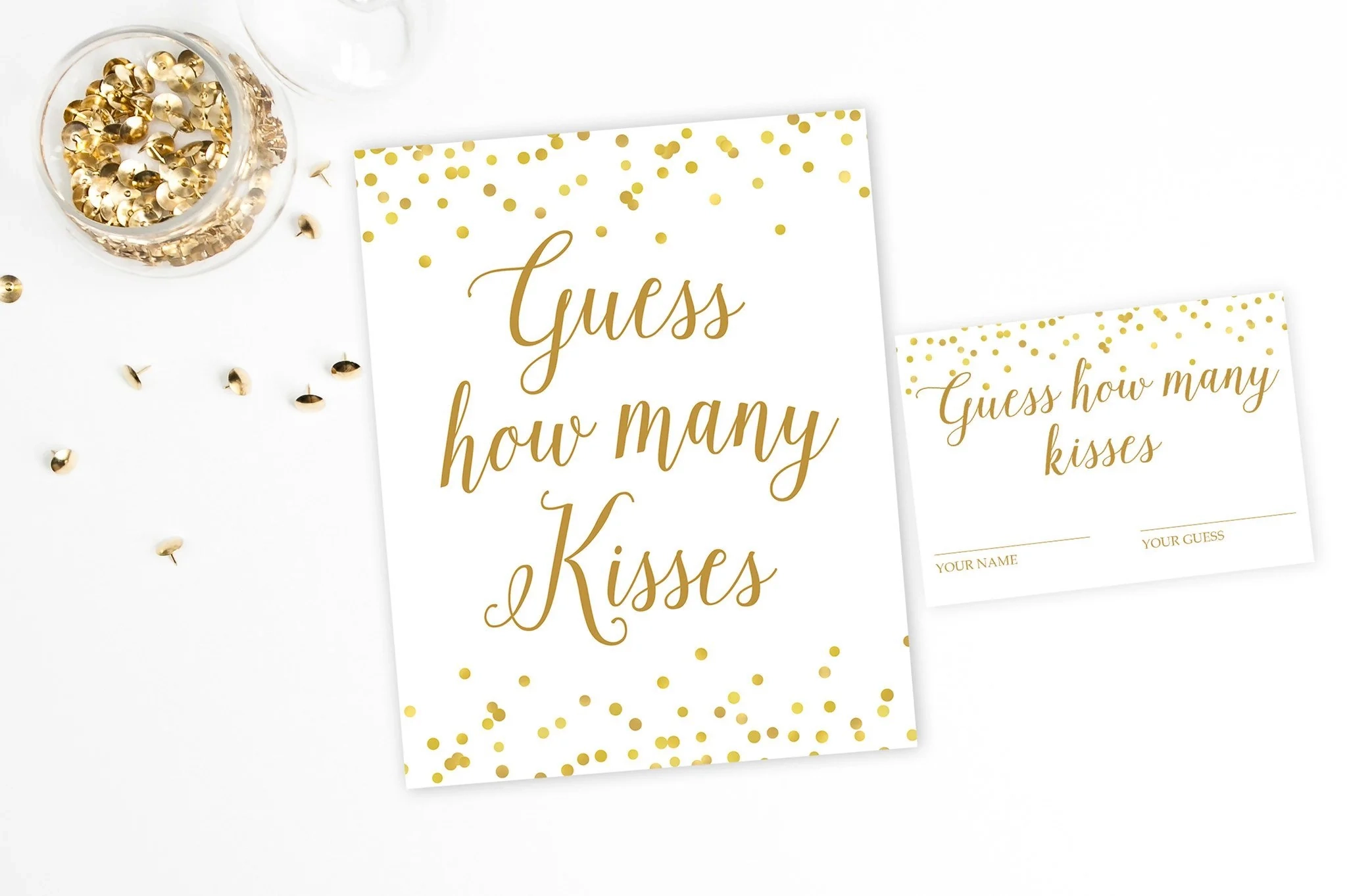 Guess How Many Kisses Gold Confetti Printable Guess How Many Kisses Gold Confetti Printable
