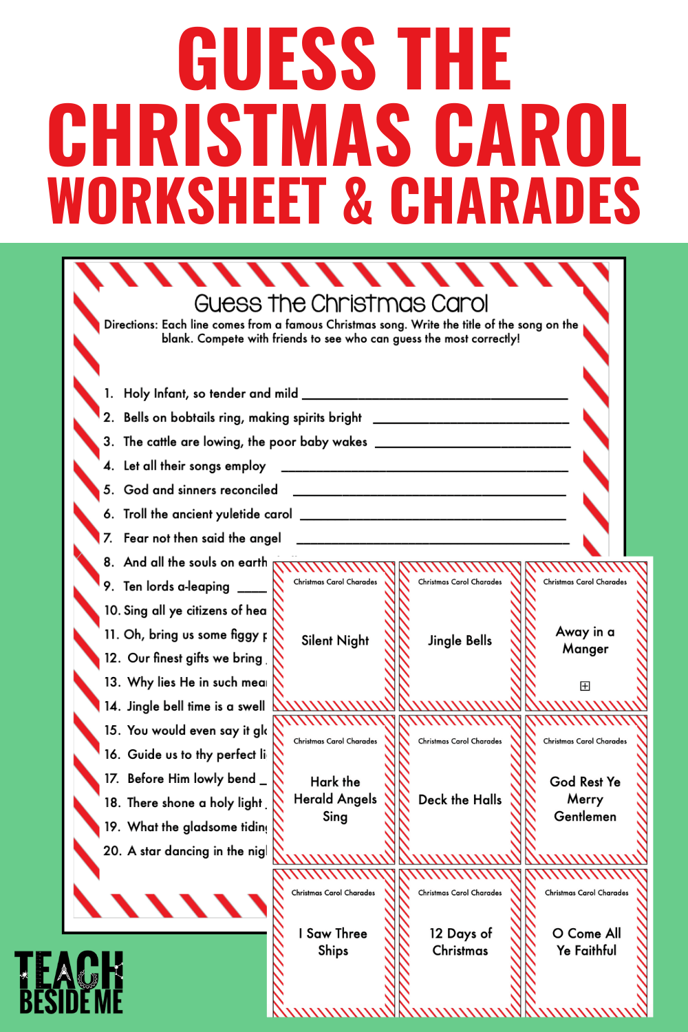 Guess The Christmas Carol Worksheet Charades Guess The Christmas Carol Worksheet Charades