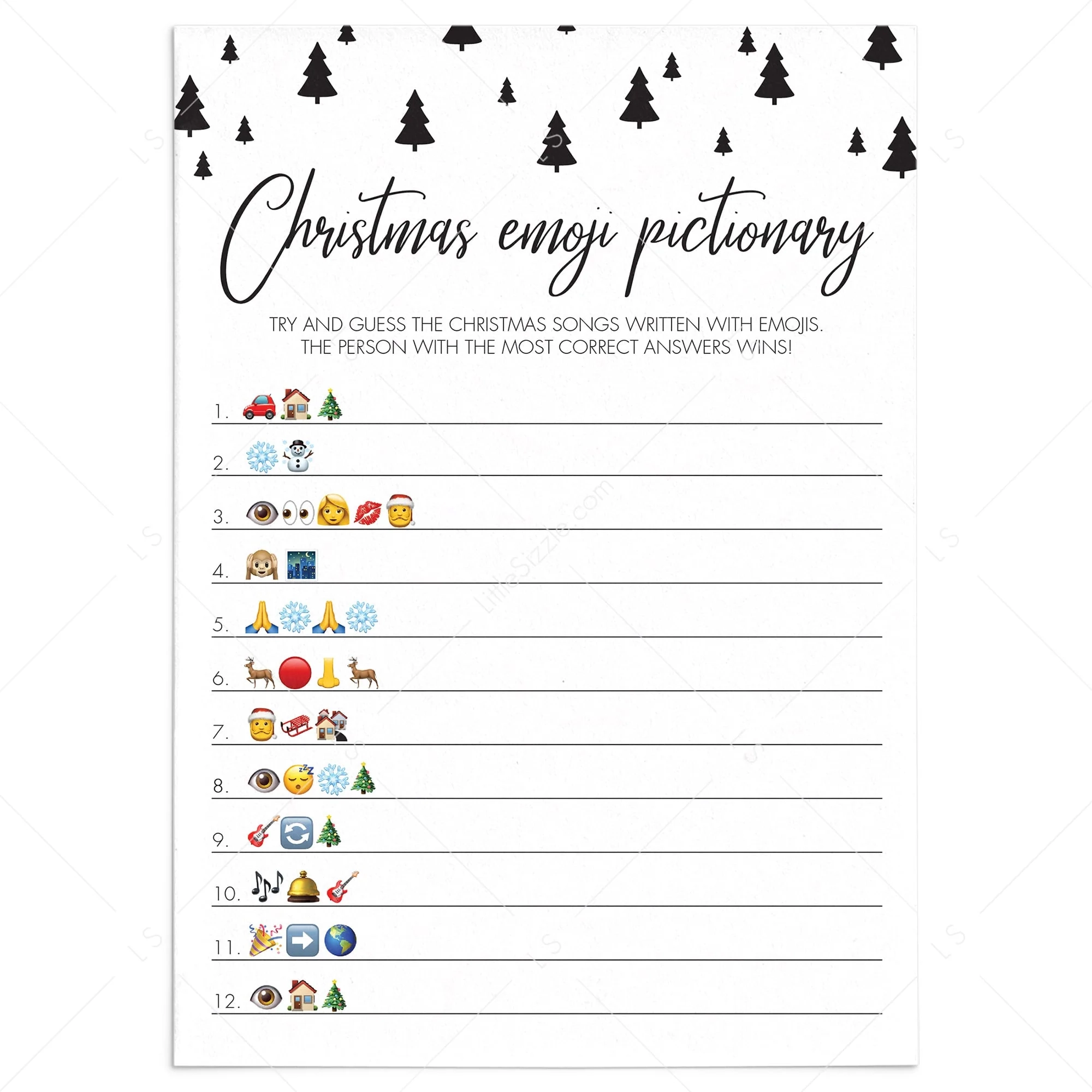 Guess The Christmas Song Emoji Game Printable