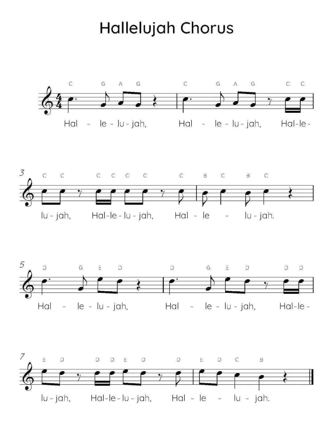 Hallelujah Chorus Easy Piano Sheet Music