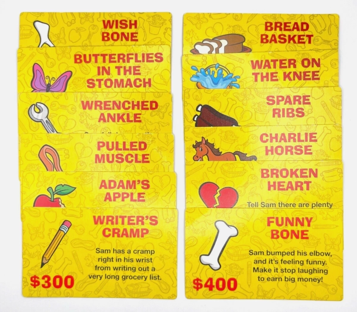 Hasbro Operation Paper Game Cards Hasbro Operation Paper Game Cards