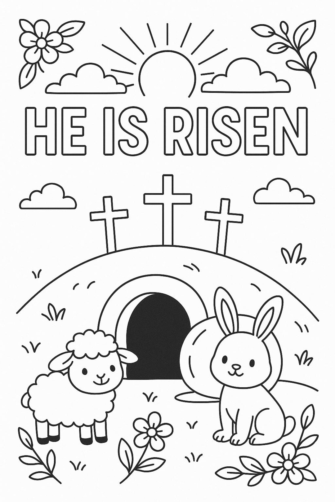 He Is Risen Easter Coloring Page