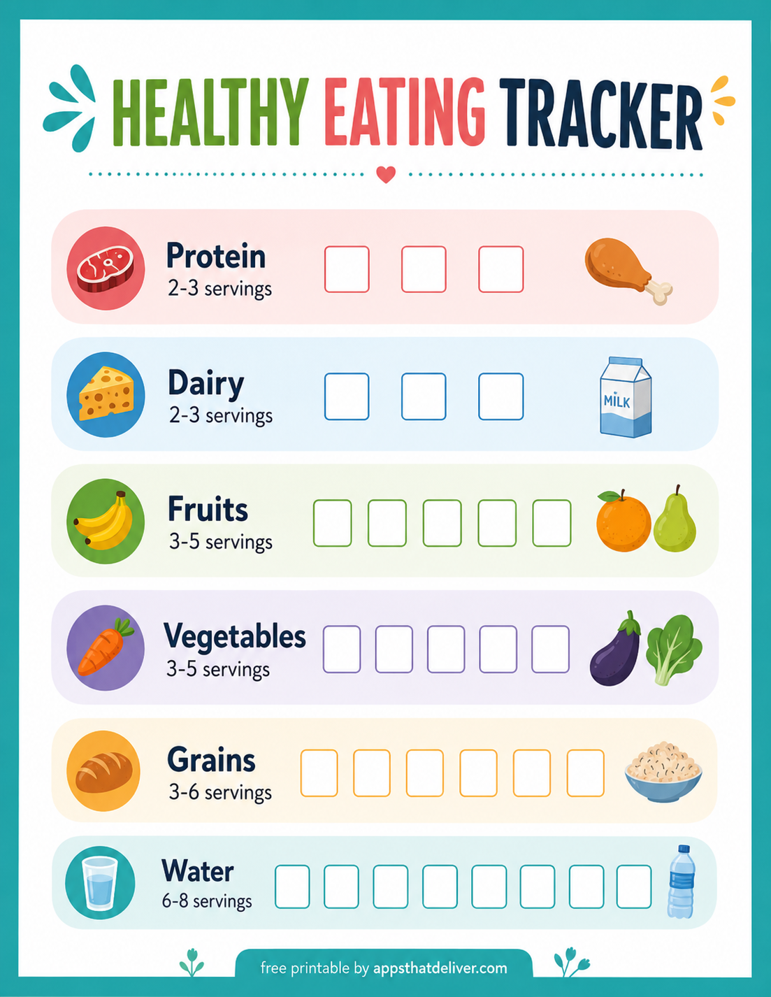 free printable protein tracker