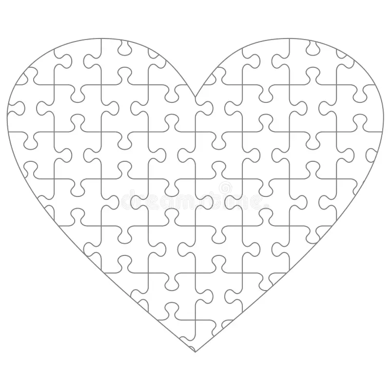 Heart Shaped Jigsaw Puzzle Template Blank Classic Style Transparent Vector Mode Pieces Suitable Valentine S Day Wedding Image107879166