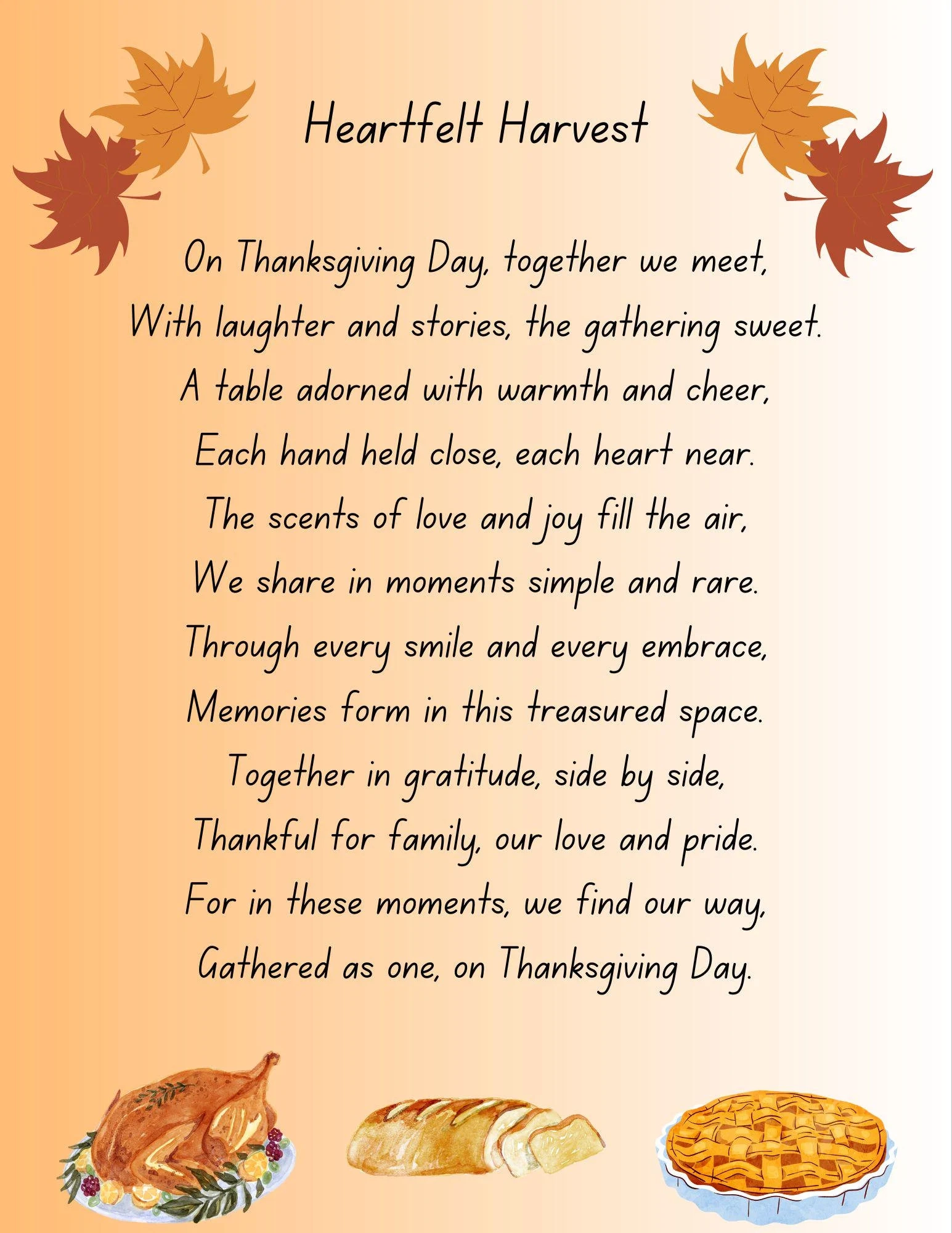 Heartfelt Harvest Thanksgiving Poem