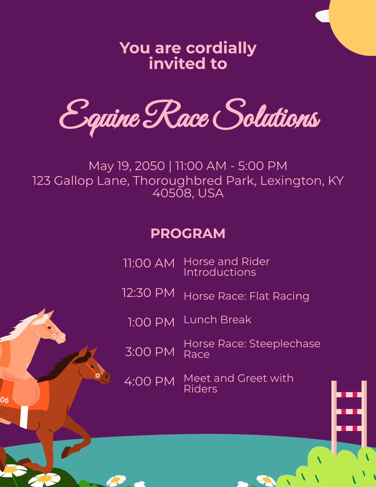 printable template horse race track