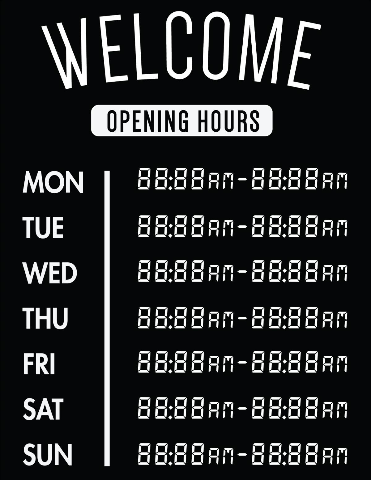 Hours Of Operation Sign