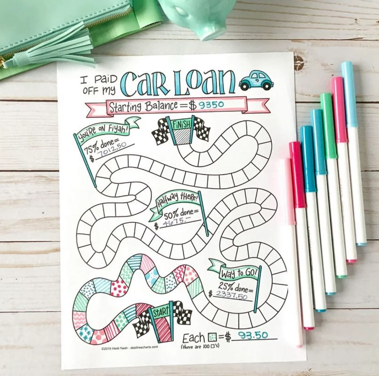 free printable car payment tracker