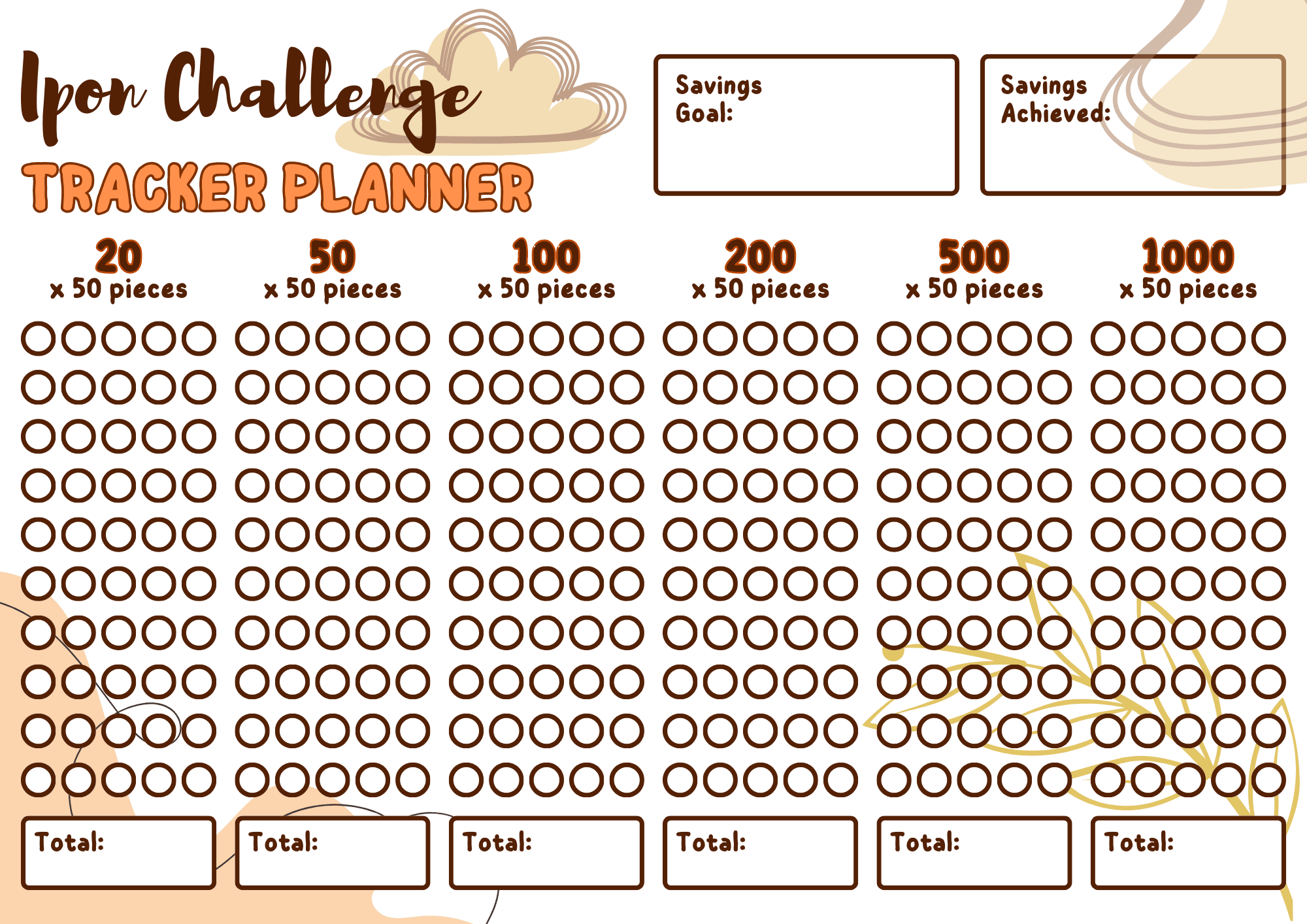 Ipon Challenge Printable