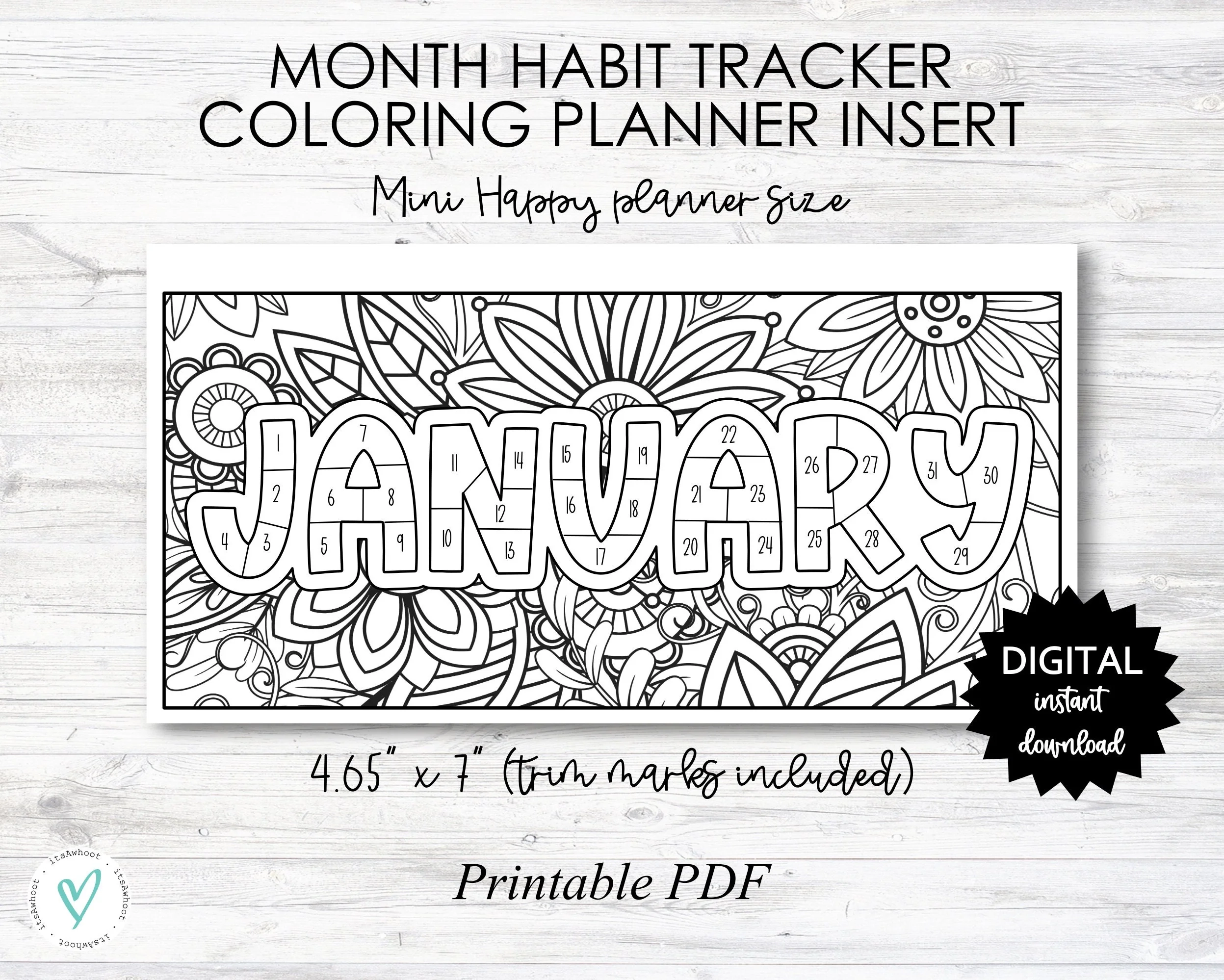 January Habit Tracker Coloring Sheet 08091