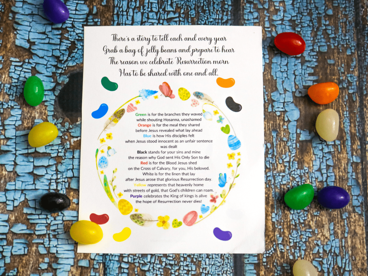 jelly bean easter story printable
